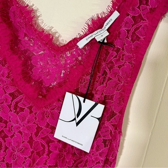 Diane Von Furstenberg Luella Lace‎ Sleeveless Dress in Deep Carnation Pink sz 8 - Picture 3 of 4